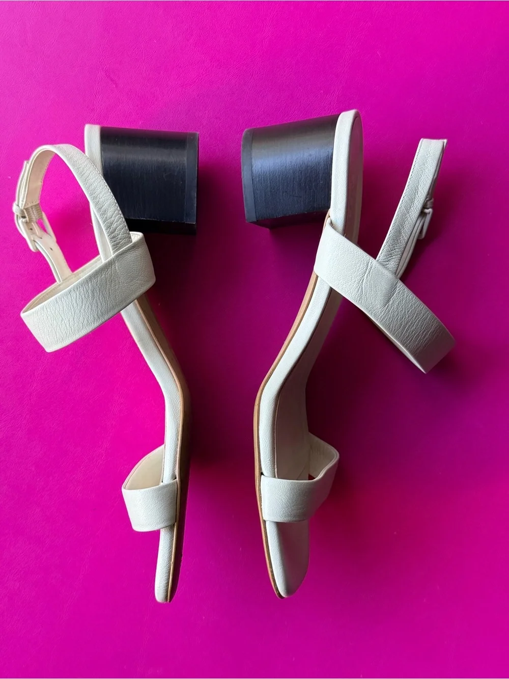 Everlane Double Strap Block Heel Sandal Size 6.5 Bone/Cream Leather Minimalist
